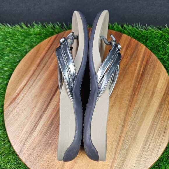 Vionic Bella X Sandals Women’s Size 7.5 Pewter Metallic Slip On Thong Flip Flop - Picture 8 of 11